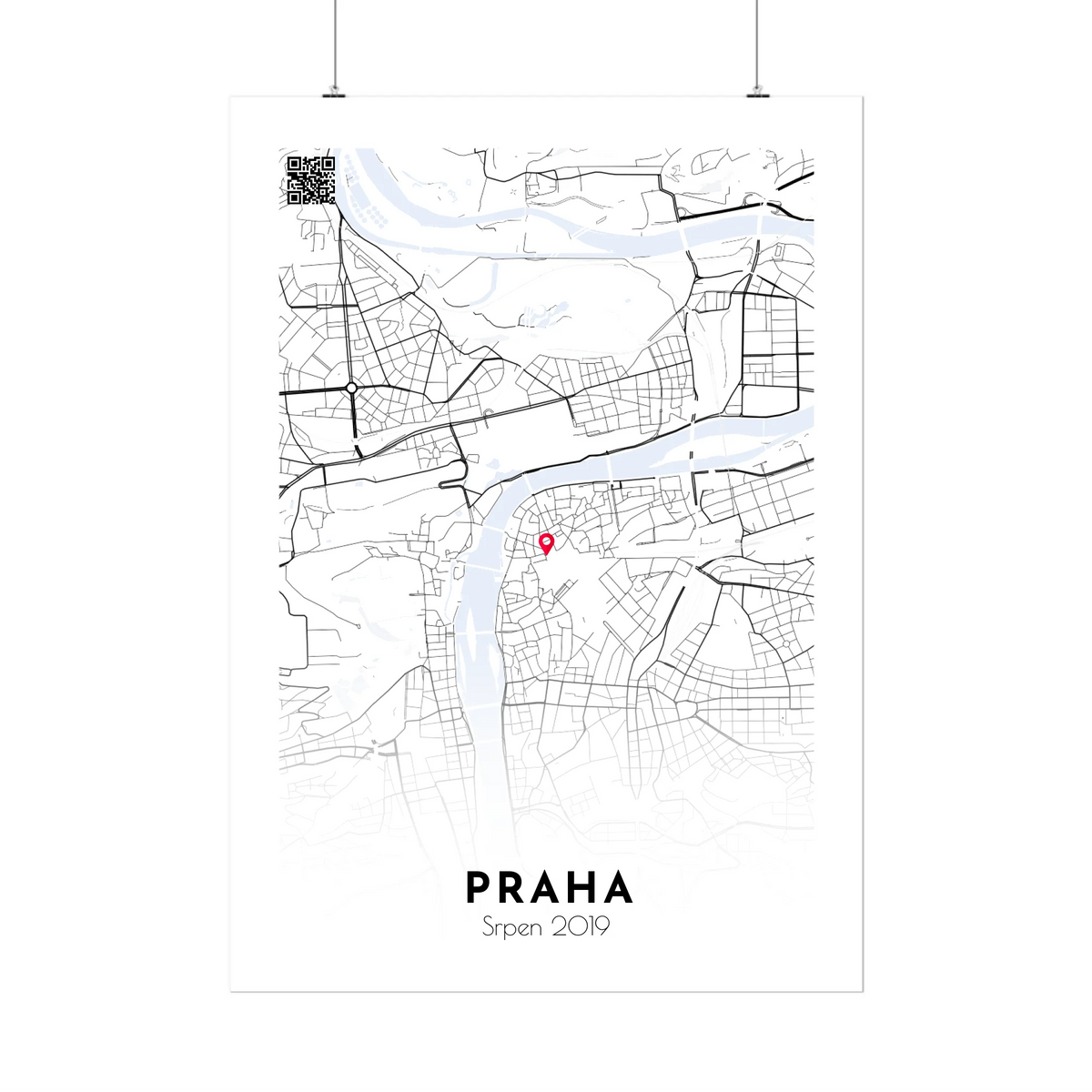 Personalizovaná mapa města Jednoduchost na míru v minimalistickém designu bez rámu