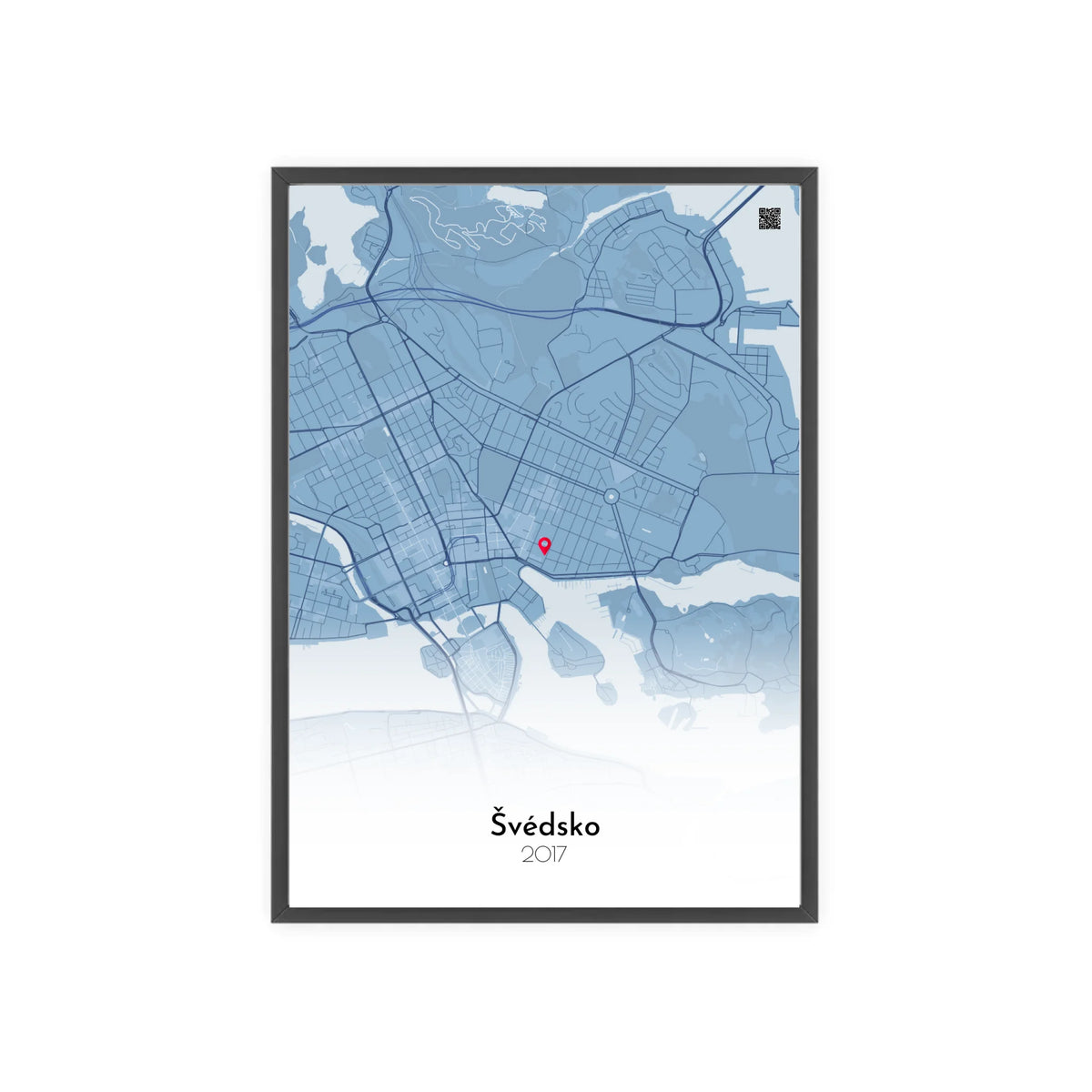 Personalizovaná mapa města Domov v černém rámu