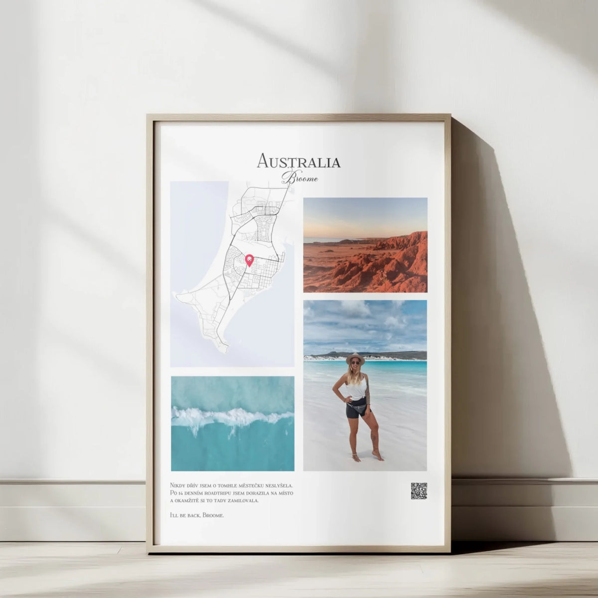 Personalizovaná mapa na míru Vzpomínka na cesty – mapa oblíbené cestovní destinace a fotky, v obraze na zdi