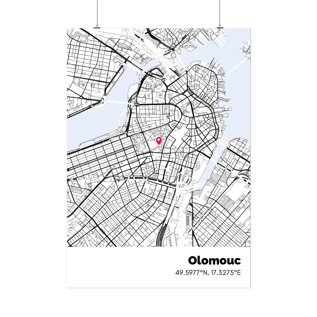 Personalizovaná mapa na míru Zase ta jednoduchost – minimalistický design mapy města v plakátu